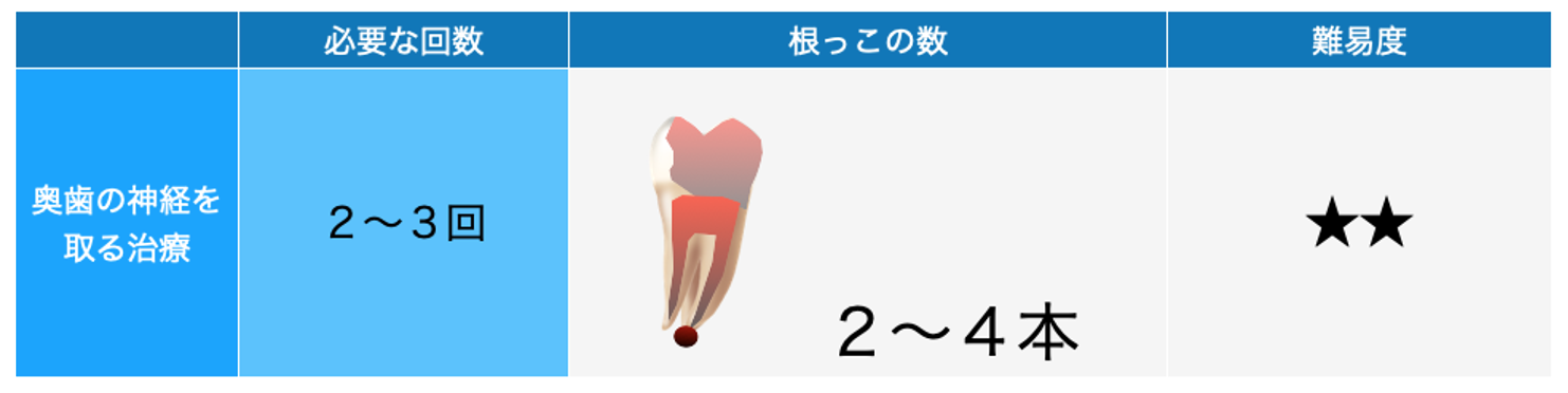 奥歯の神経を取る治療回数画像